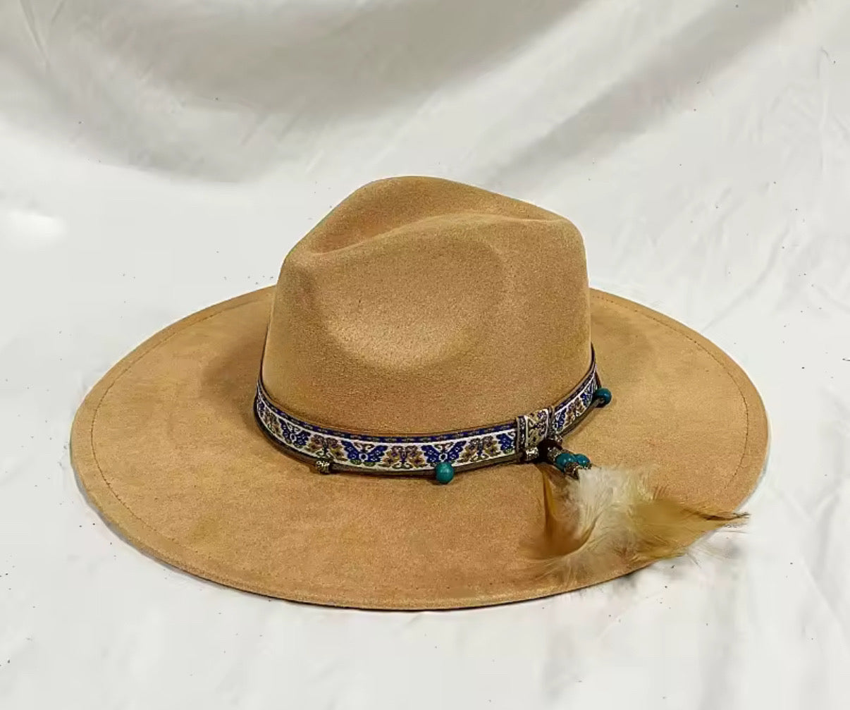 Vegan Suede Hat, Hat with Accessory, Hat for Burning, Wide Brim Hat, Rancher Hat, Hat for customization