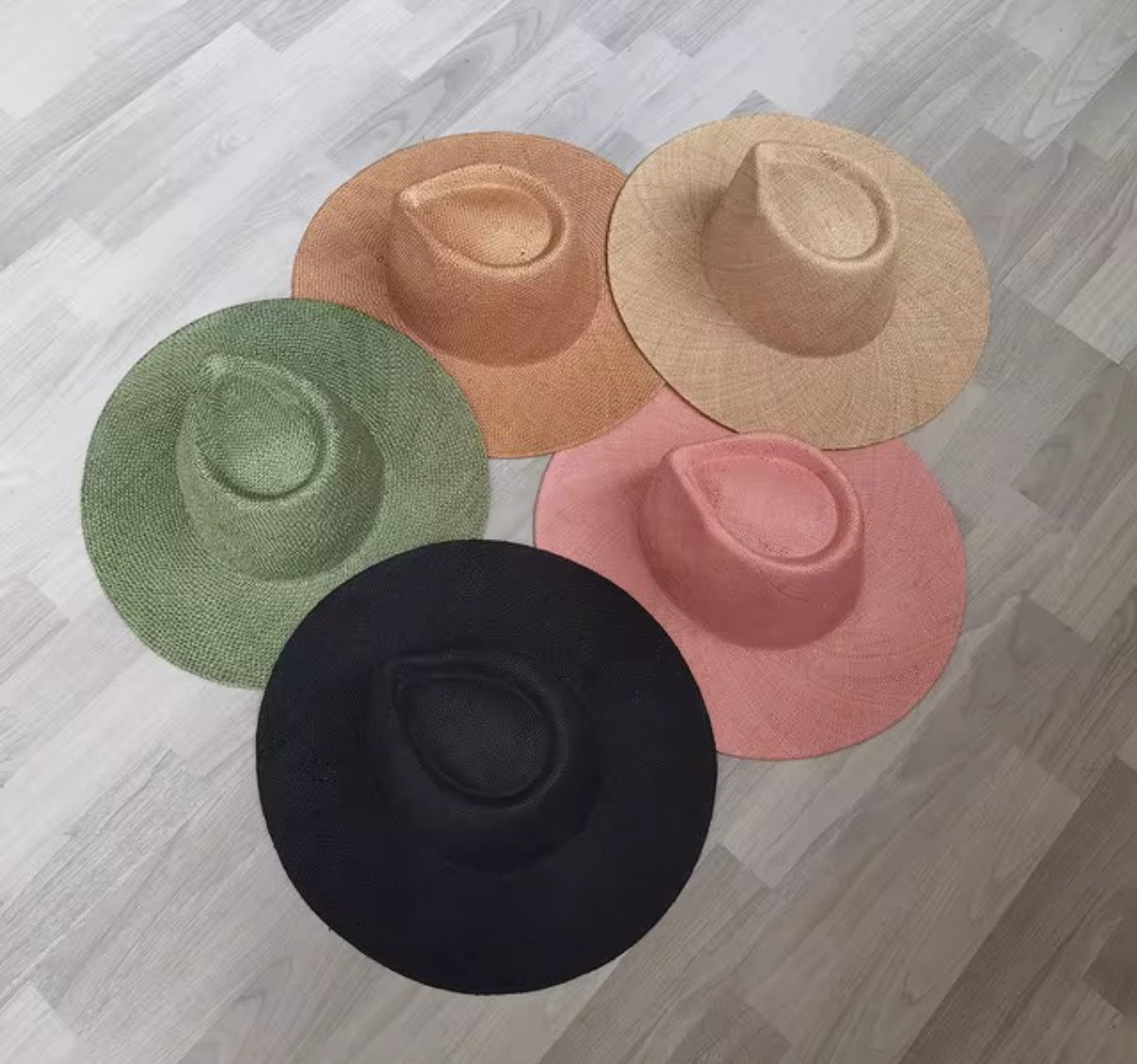 Wide Hand Woven stiff Straw Hat
