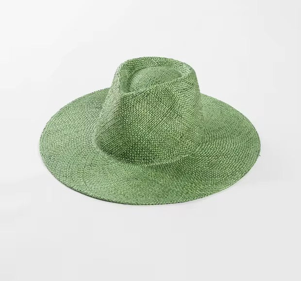Wide Hand Woven stiff Straw Hat