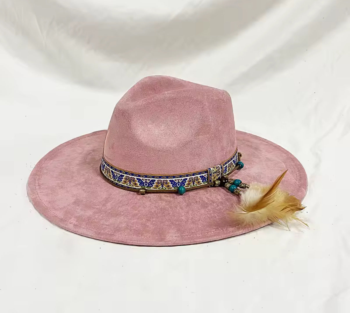 Vegan Suede Hat, Hat with Accessory, Hat for Burning, Wide Brim Hat, Rancher Hat, Hat for customization
