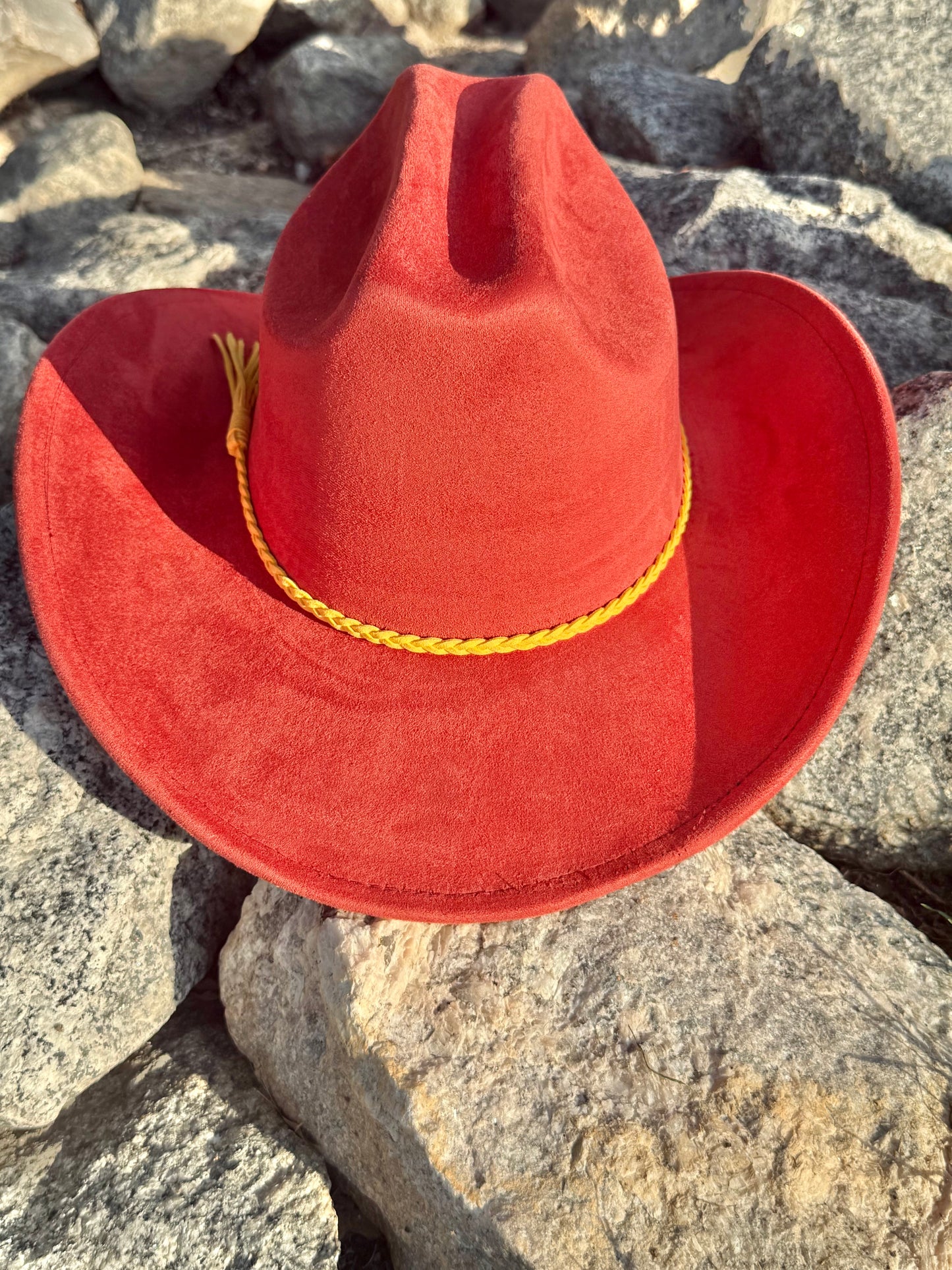 Vegan Suede Cowboy Hat Solid, Solid Cowboy Hat for Burning,Pinched Cowboy Hat, Rancher Hat, Hat for customization
