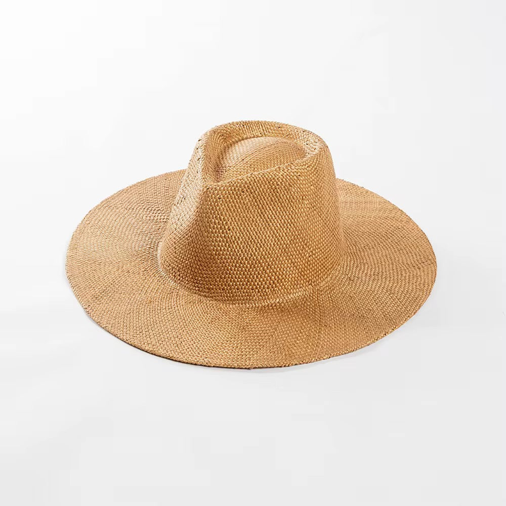 Wide Hand Woven stiff Straw Hat