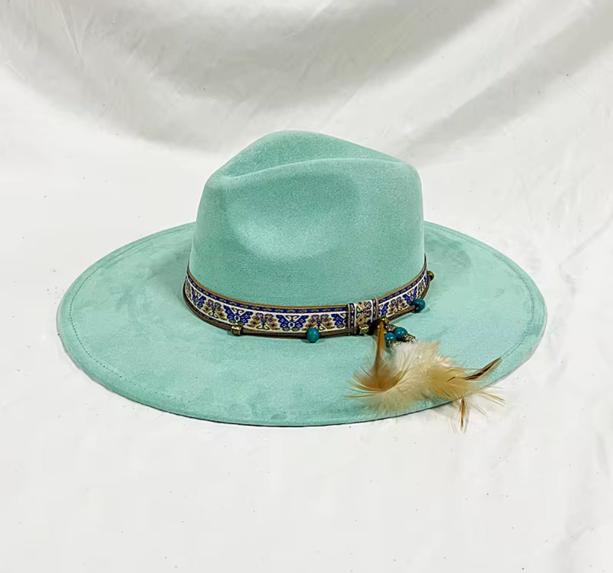 Vegan Suede Hat, Hat with Accessory, Hat for Burning, Wide Brim Hat, Rancher Hat, Hat for customization