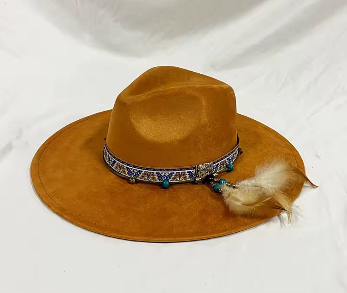 Vegan Suede Hat, Hat with Accessory, Hat for Burning, Wide Brim Hat, Rancher Hat, Hat for customization