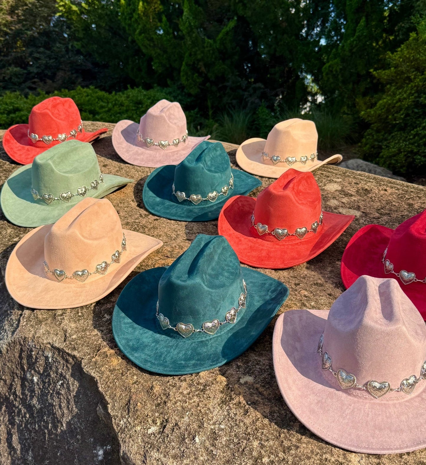 Hearted Vegan Suede Cowboy Hat, Solid Cowboy Hat forBurning,Pinched Cowboy Hat, Rancher Hat, Hat for customization - AccessorizmeeWholesale