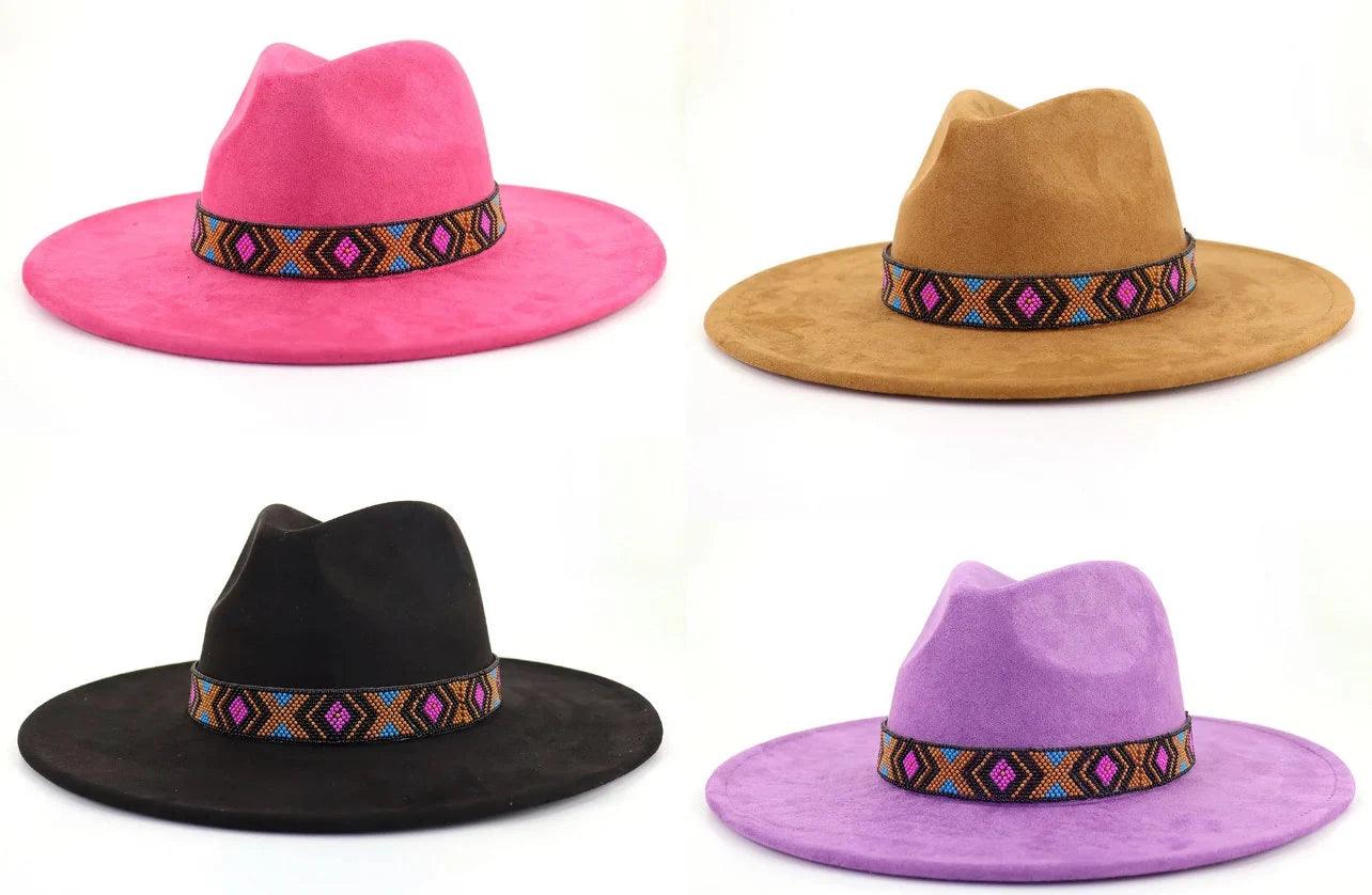 Premium Tribal Suede Fedora - AccessorizmeeWholesale