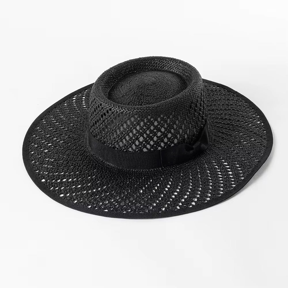 Round Hand Woven stiff Straw Hat - AccessorizmeeWholesale