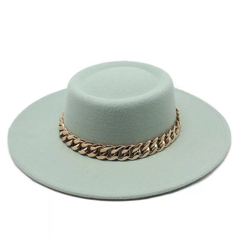 Round Wide Brim chain Fedora - AccessorizmeeWholesale