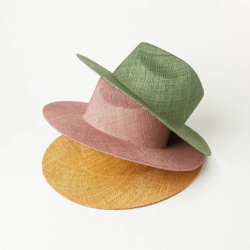 Spring Hand Woven stiff Straw Fedora - AccessorizmeeWholesale