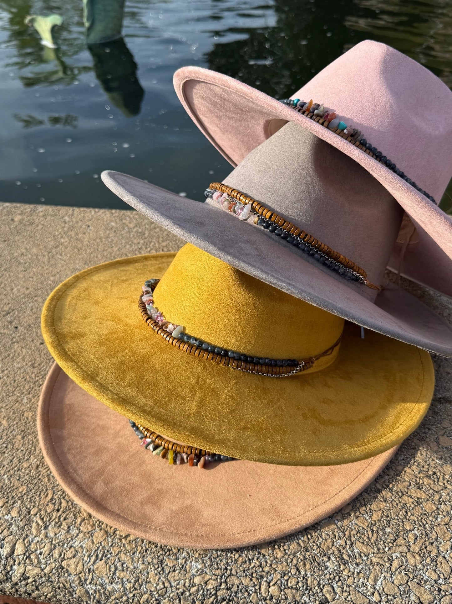 Stoned Vegan Suede Wide Brim Hat - AccessorizmeeWholesale