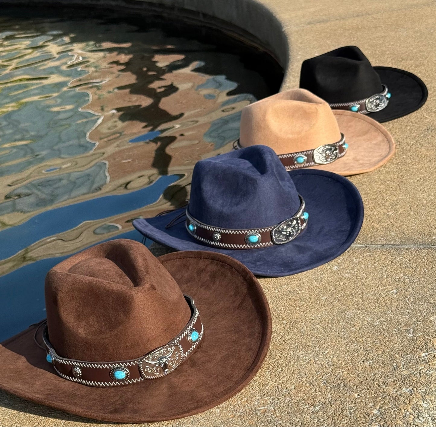 Turquo Suede Cowboy Hat - AccessorizmeeWholesale