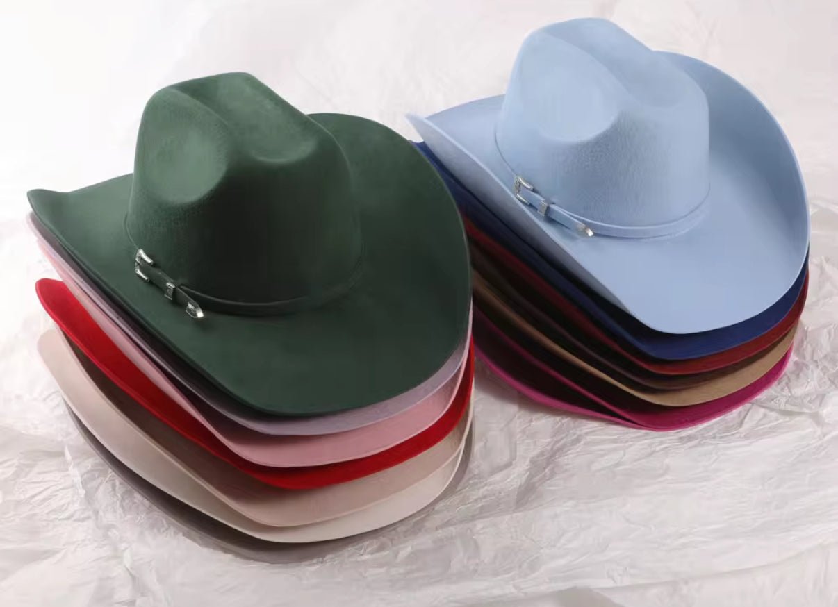 100% Wool Cowboy Belted Hat Solid, Solid Cowboy Hat for Burning,Pinched Cowboy Hat, Rancher Hat, Hat for customization - AccessorizmeeWholesale
