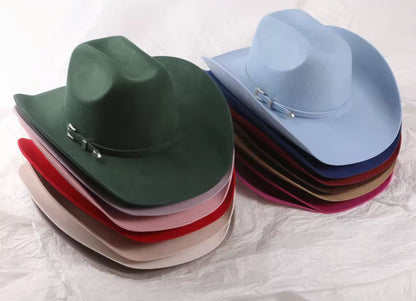 100% Wool Cowboy Belted Hat Solid, Solid Cowboy Hat for Burning,Pinched Cowboy Hat, Rancher Hat, Hat for customization - AccessorizmeeWholesale