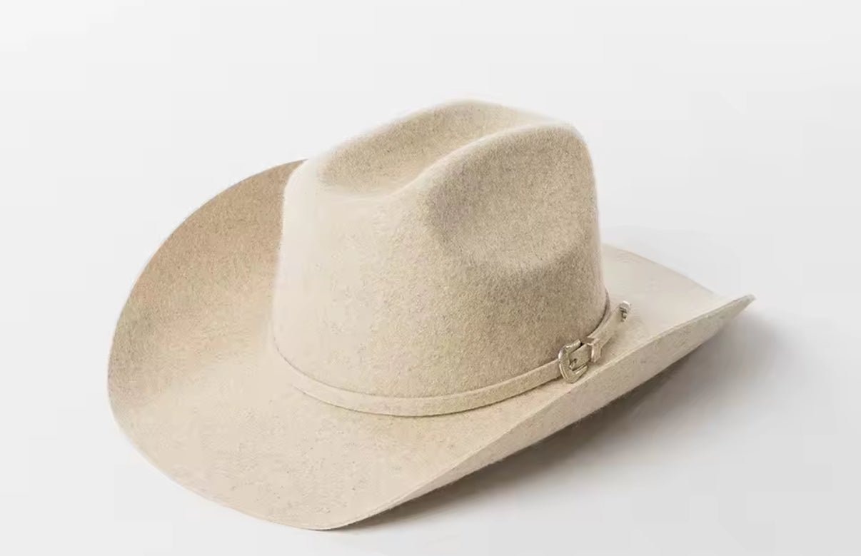 100% Wool Cowboy Belted Hat Solid, Solid Cowboy Hat for Burning,Pinched Cowboy Hat, Rancher Hat, Hat for customization - AccessorizmeeWholesale