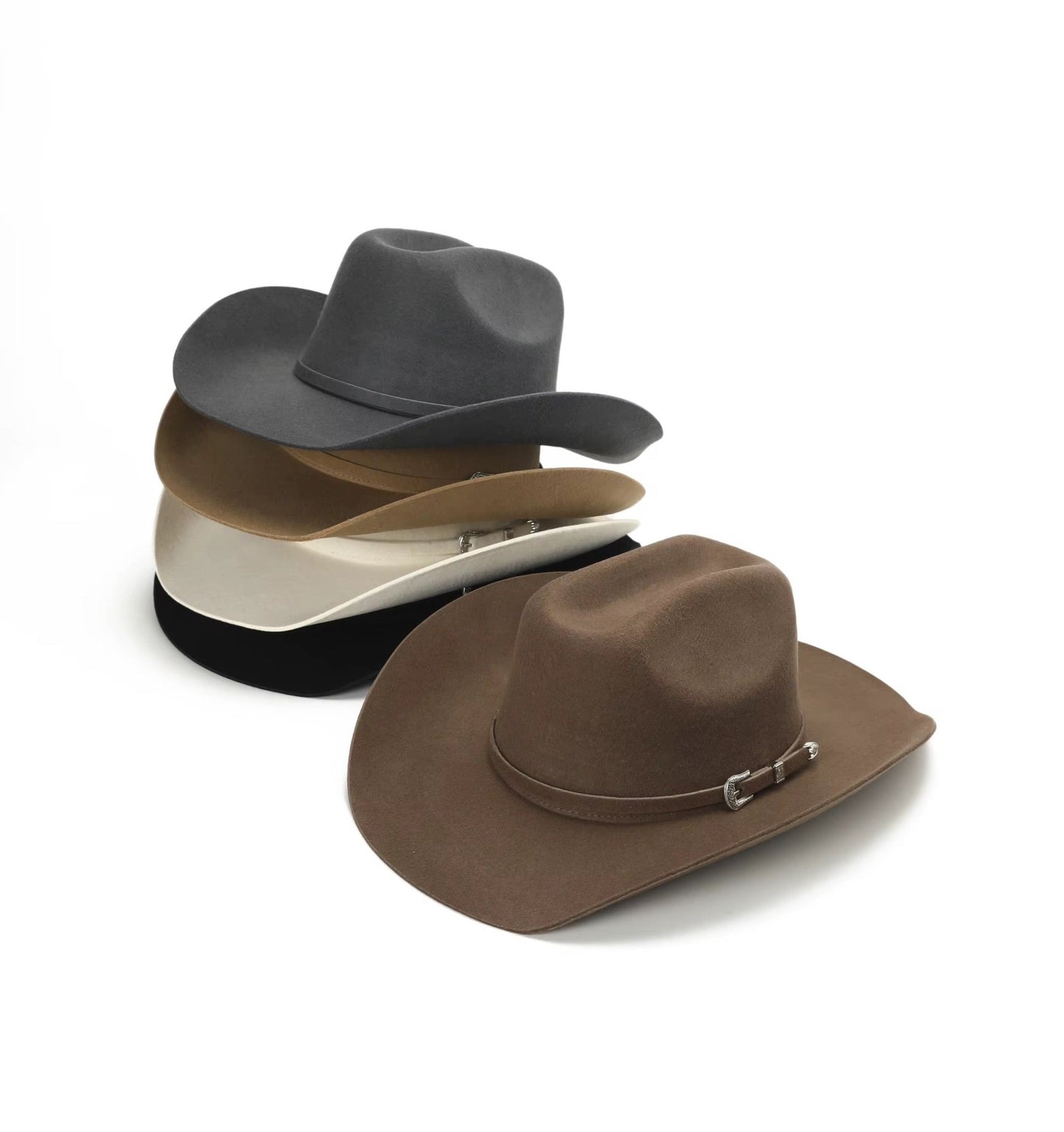 100% Wool Cowboy Belted Hat Solid, Solid Cowboy Hat for Burning,Pinched Cowboy Hat, Rancher Hat, Hat for customization - AccessorizmeeWholesale