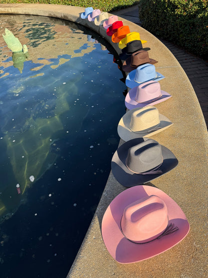 100% Wool Cowboy Hat Solid, Solid Cowboy Hat for Burning,Pinched Cowboy Hat, Rancher Hat, Hat for customization - AccessorizmeeWholesale