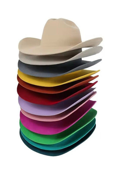100% Wool Cowboy Hat Solid, Solid Cowboy Hat for Burning,Pinched Cowboy Hat, Rancher Hat, Hat for customization - AccessorizmeeWholesale