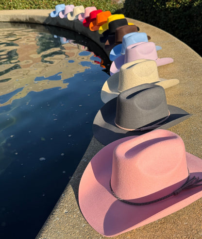 100% Wool Cowboy Hat Solid, Solid Cowboy Hat for Burning,Pinched Cowboy Hat, Rancher Hat, Hat for customization - AccessorizmeeWholesale