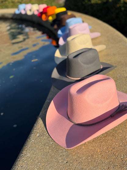 100% Wool Cowboy Hat Solid, Solid Cowboy Hat for Burning,Pinched Cowboy Hat, Rancher Hat, Hat for customization - AccessorizmeeWholesale