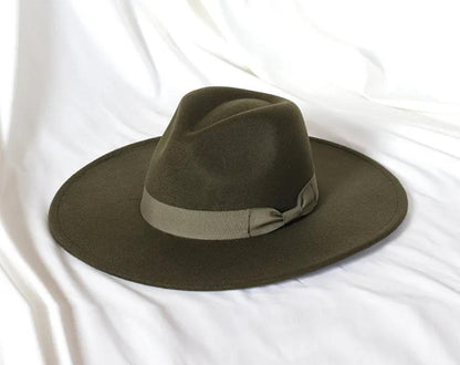 Wide Stiff Brim Bow Fedora