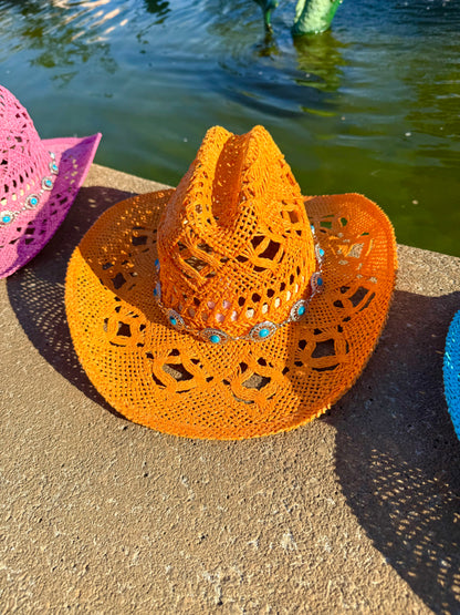 Spring Chain Hand Woven Straw Cowboy Hat