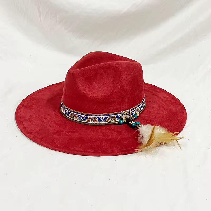 Vegan Suede Hat, Hat with Accessory, Hat for Burning, Wide Brim Hat, Rancher Hat, Hat for customization