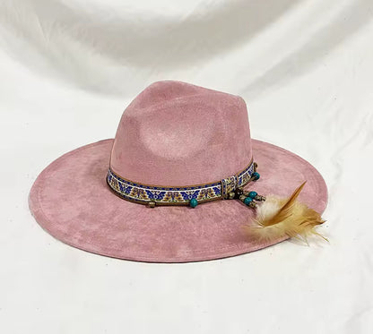 Vegan Suede Hat, Hat with Accessory, Hat for Burning, Wide Brim Hat, Rancher Hat, Hat for customization