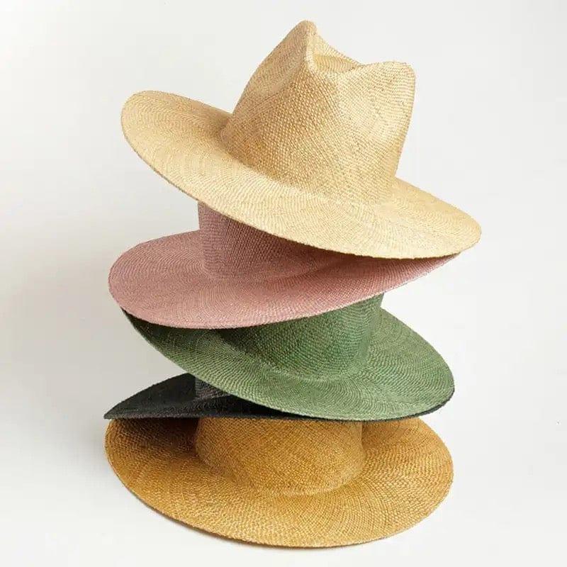 Spring Hand Woven stiff Straw Fedora