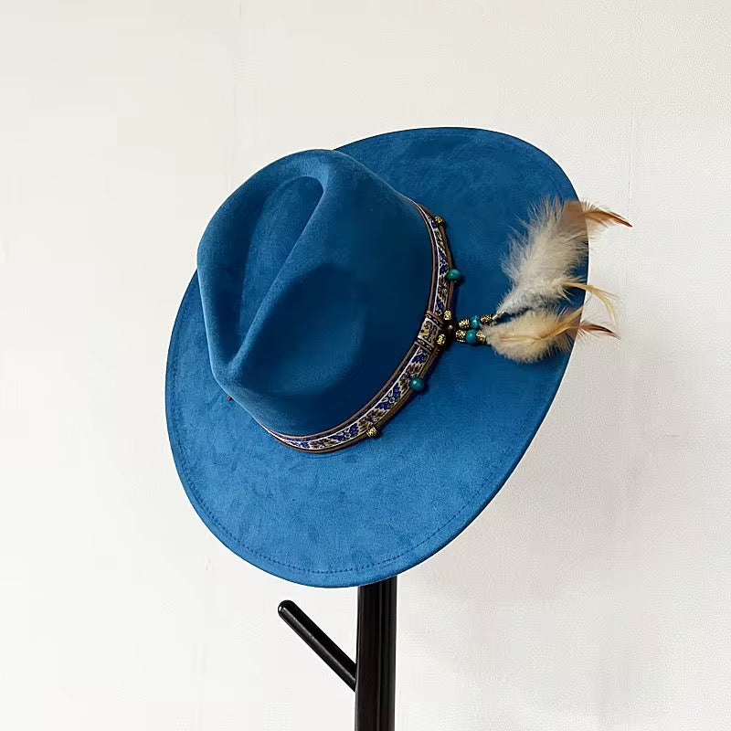 Vegan Suede Hat, Hat with Accessory, Hat for Burning, Wide Brim Hat, Rancher Hat, Hat for customization
