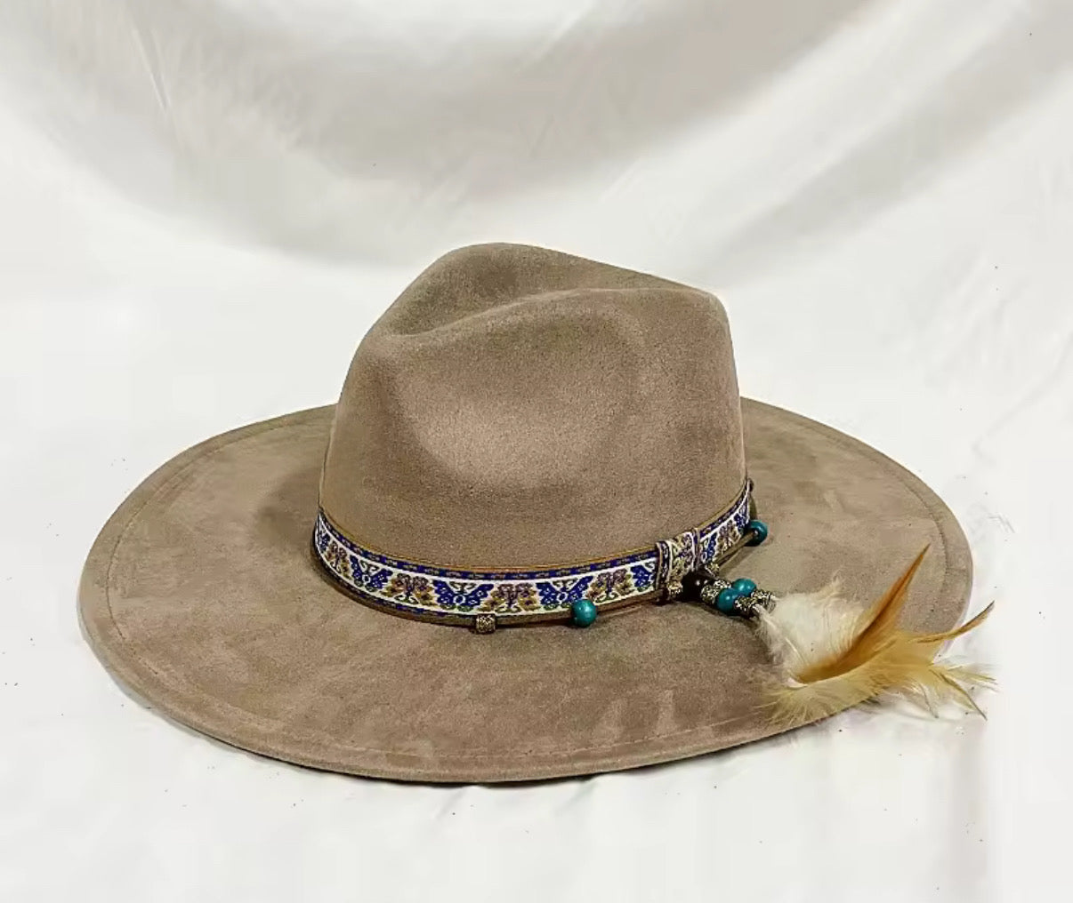 Vegan Suede Hat, Hat with Accessory, Hat for Burning, Wide Brim Hat, Rancher Hat, Hat for customization