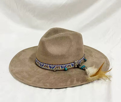 Vegan Suede Hat, Hat with Accessory, Hat for Burning, Wide Brim Hat, Rancher Hat, Hat for customization
