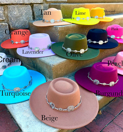 Ballad Round Wide Brim chain Fedora Hat - AccessorizmeeWholesale