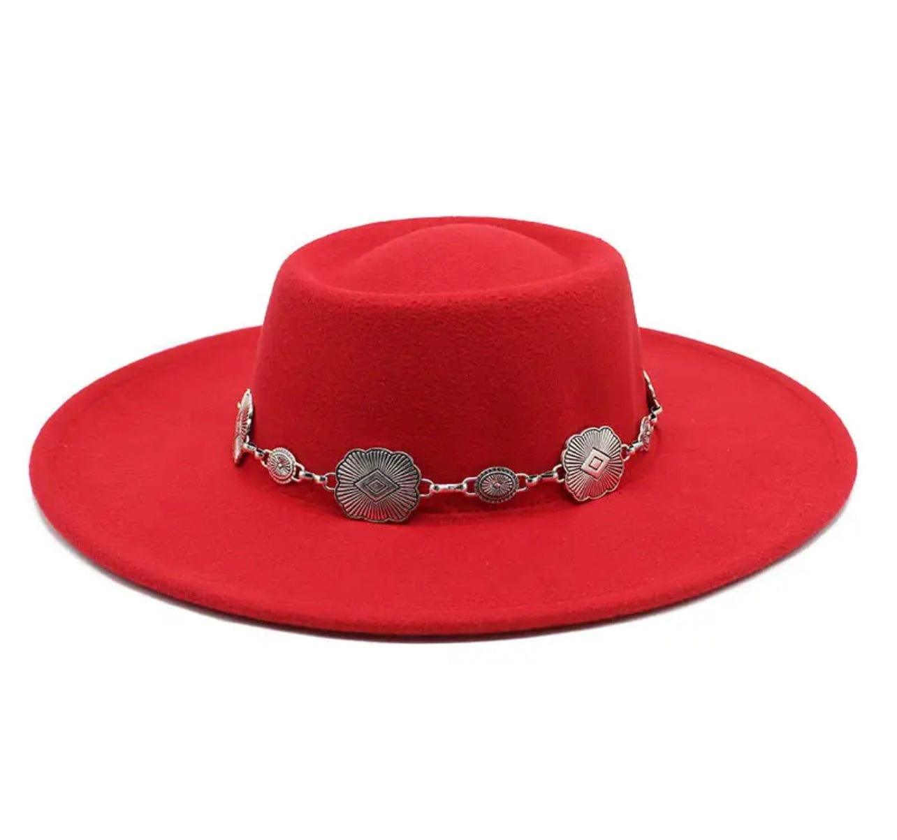 Ballad Round Wide Brim chain Fedora Hat - AccessorizmeeWholesale
