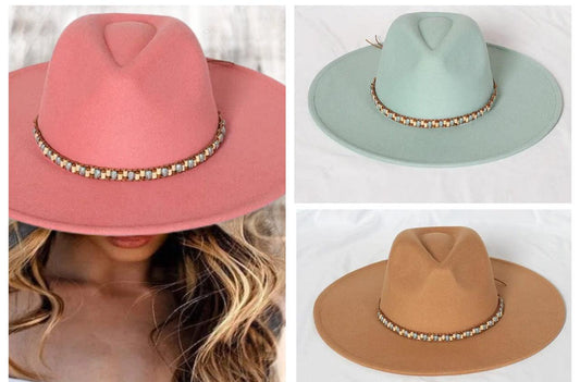 Beaded Stiff Fedora Hat - AccessorizmeeWholesale