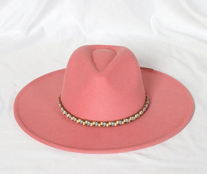 Beaded Stiff Fedora Hat - AccessorizmeeWholesale