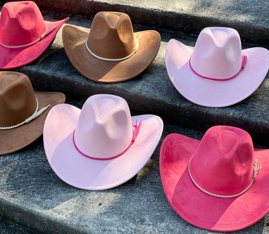 Bound Suede Cowboy Hat - AccessorizmeeWholesale