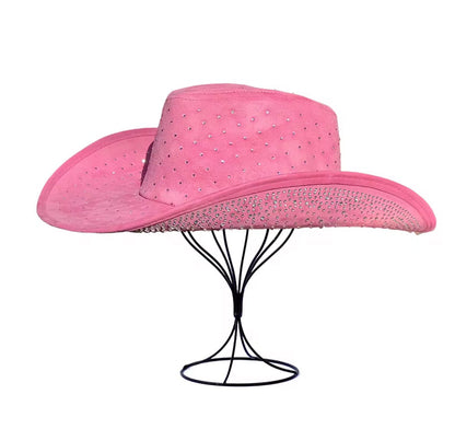 Diamond Embellishment Vegan Suede Cowboy Hat - AccessorizmeeWholesale