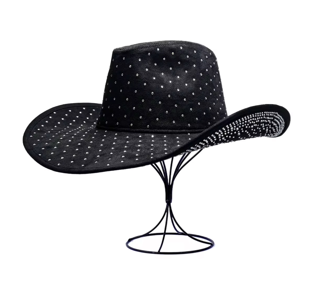 Diamond Embellishment Vegan Suede Cowboy Hat - AccessorizmeeWholesale