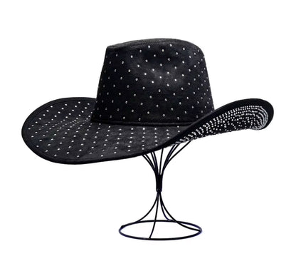 Diamond Embellishment Vegan Suede Cowboy Hat - AccessorizmeeWholesale