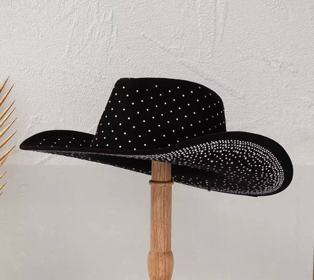 Diamond Embellishment Vegan Suede Cowboy Hat - AccessorizmeeWholesale