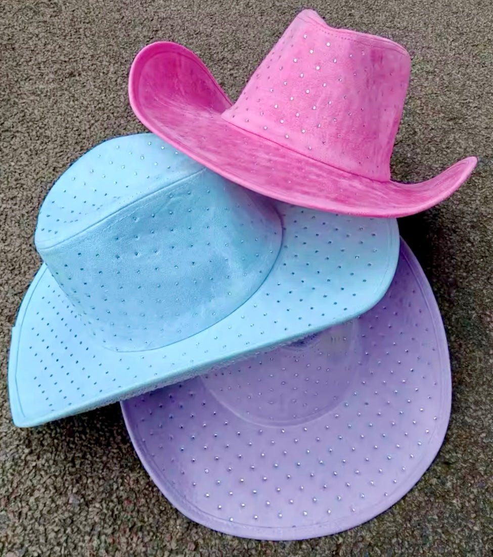 Diamond Embellishment Vegan Suede Cowboy Hat - AccessorizmeeWholesale