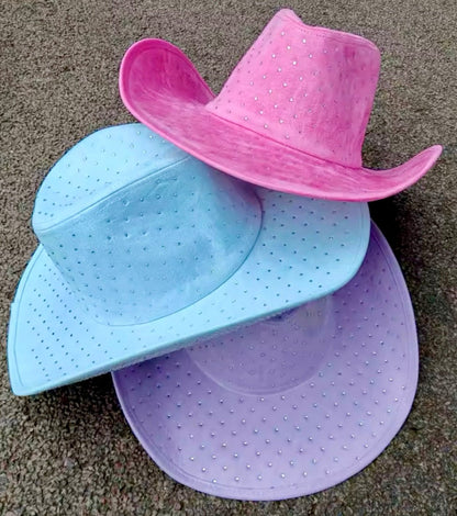Diamond Embellishment Vegan Suede Cowboy Hat - AccessorizmeeWholesale