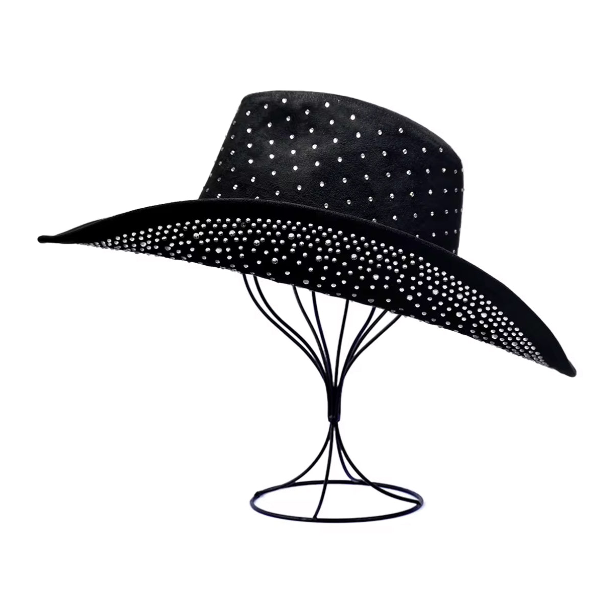 Diamond Embellishment Vegan Suede Cowboy Hat - AccessorizmeeWholesale