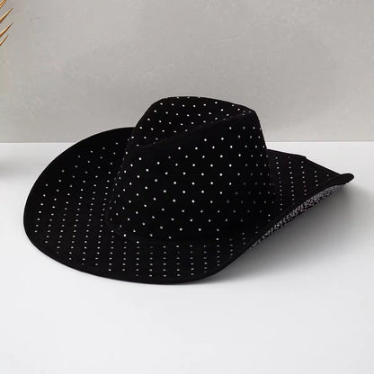 Diamond Embellishment Vegan Suede Cowboy Hat - AccessorizmeeWholesale