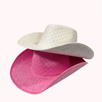 Diamond Embellishment Vegan Suede Cowboy Hat - AccessorizmeeWholesale