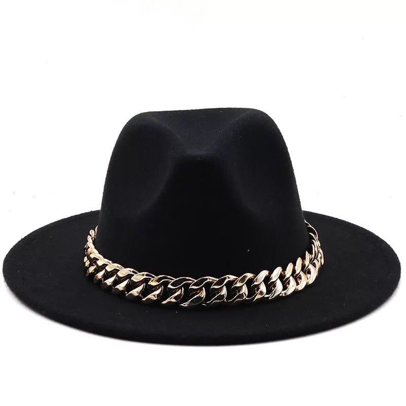 Fedora with faux chain - AccessorizmeeWholesale