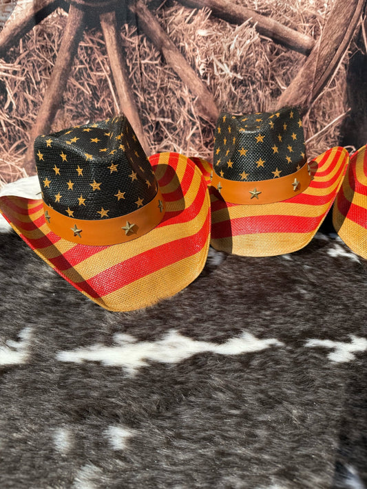 Flagged Cowboy Straw Hat - AccessorizmeeWholesale