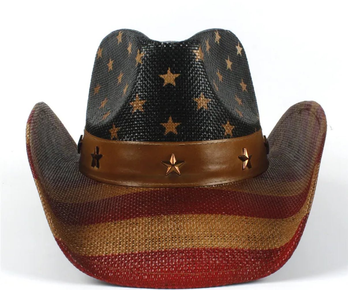 Flagged Cowboy Straw Hat - AccessorizmeeWholesale
