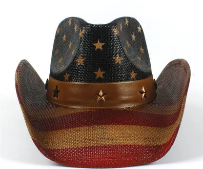 Flagged Cowboy Straw Hat - AccessorizmeeWholesale