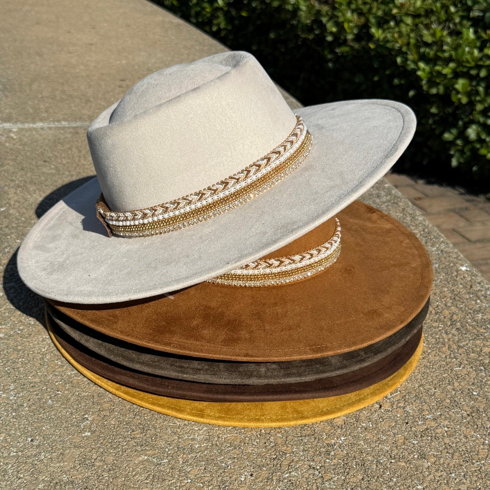Flat Boater Widebrim Vegan Diamond Fedora Hat - AccessorizmeeWholesale